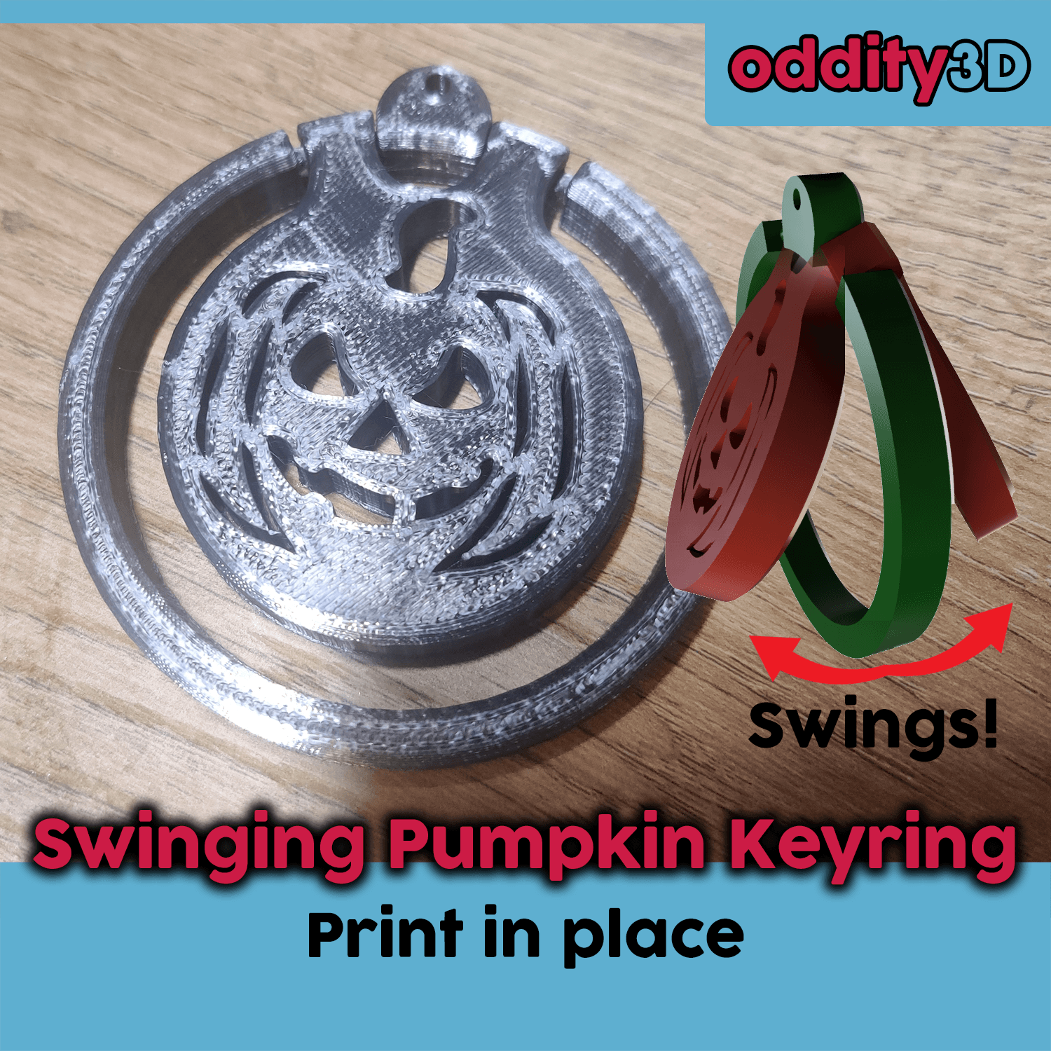 Halloween Swinging Pumpkin Keyring 3d model