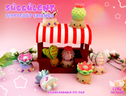 Succulent TippyFoot Friends + Market Stand & Rain Frog Sticker PNG 3d model