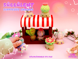 Succulent TippyFoot Friends + Market Stand & Rain Frog Sticker PNG 3d model
