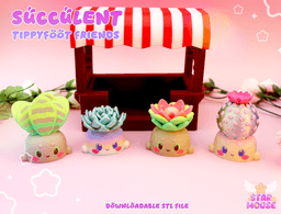 Succulent TippyFoot Friends + Market Stand & Rain Frog Sticker PNG 3d model