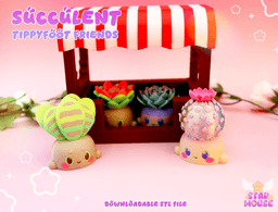 Succulent TippyFoot Friends + Market Stand & Rain Frog Sticker PNG 3d model