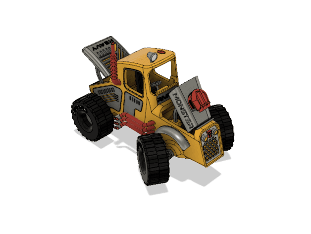 Yellow Monster Truck with Movements 3d model