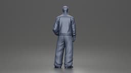 Standing In Leather Jacket Button Shirt Loose Trousers And Shoes 3d model