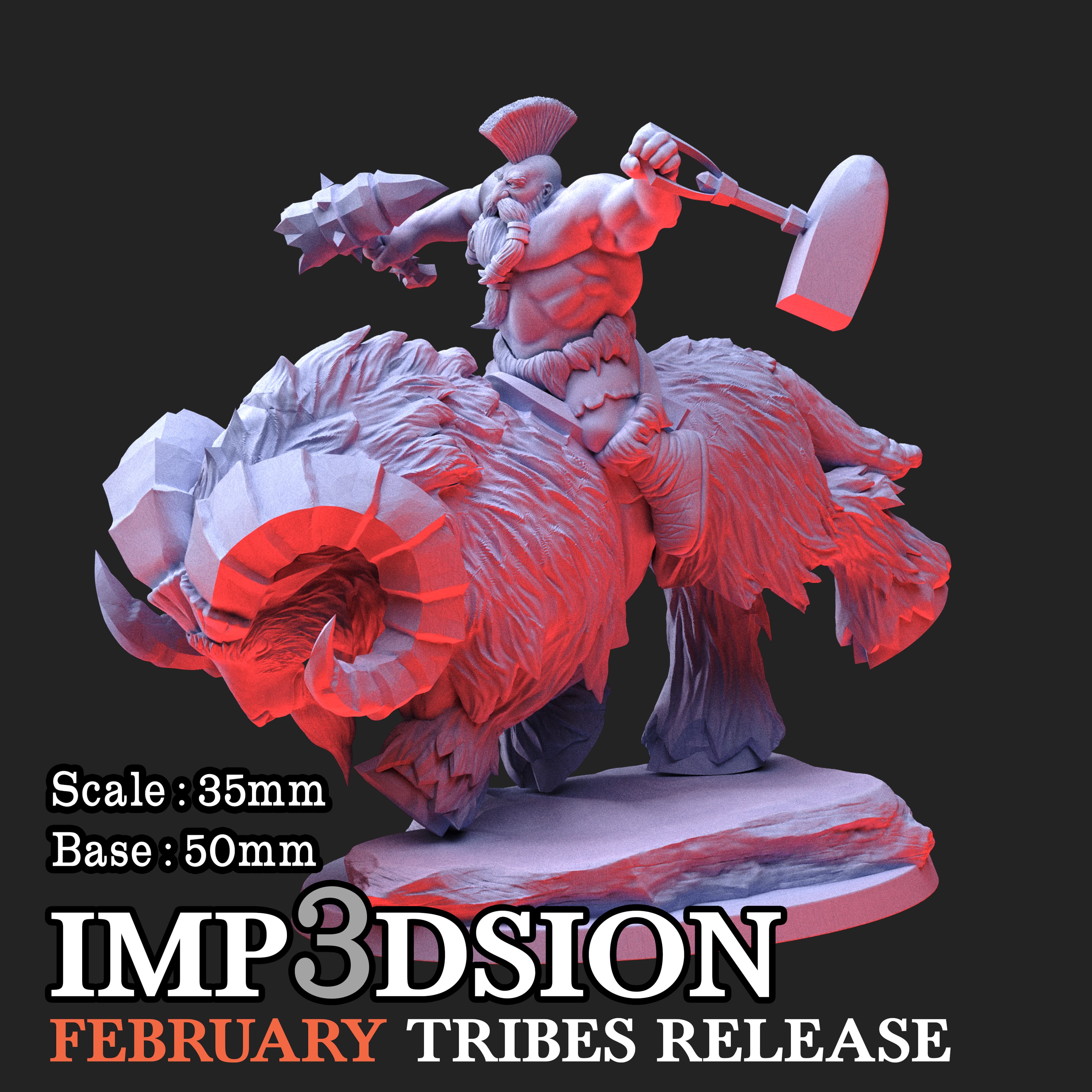 Goat rider dwarf 02 3d model