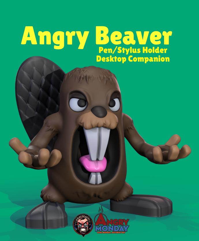 Angry Beaver Pen/Stylus Holder 3d model