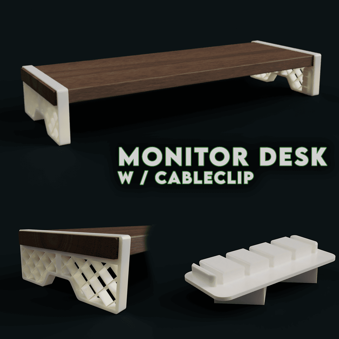 MONITORDESK WITH CABLE CLIP 3d model