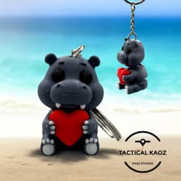 Heartwarming Hippo: Flexy & Figurine Keychains 3d model