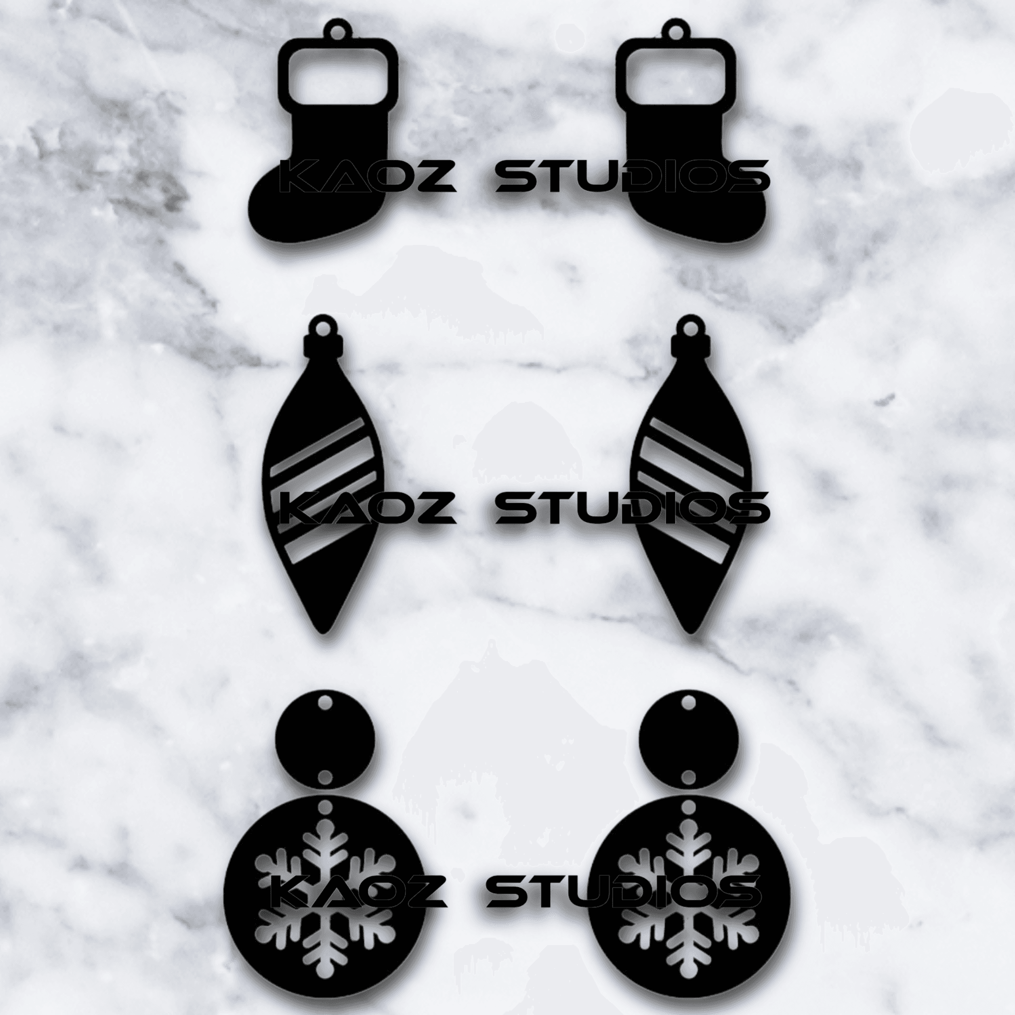Christmas earrings pack holiday jewelry 3d model