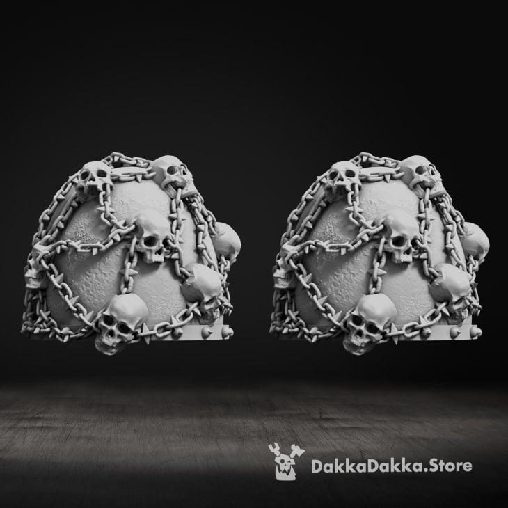 Skulls on Chain Shoulder Pads 3d model