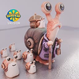 Elder Snail with Baby Snails - Flexi Garden Decor - No Supports 3D Print STL/3MF 3d model