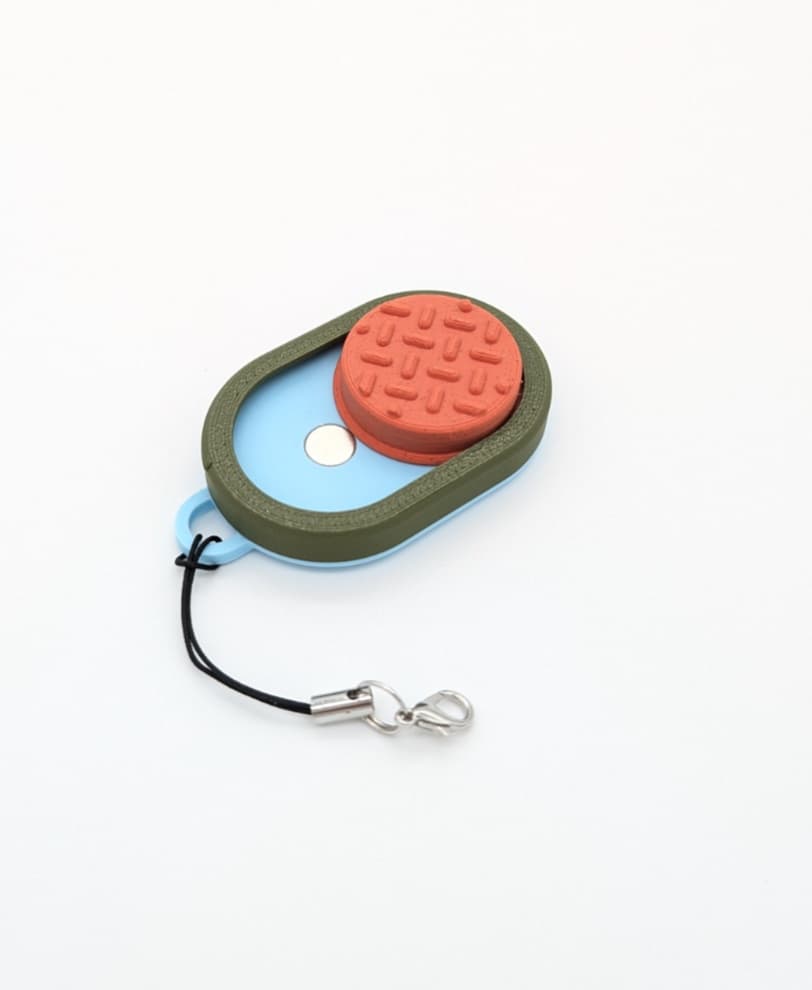 Jumbo Magnetic Fidget Slider with Keychain, Ribbed Sensory Toy 3d model