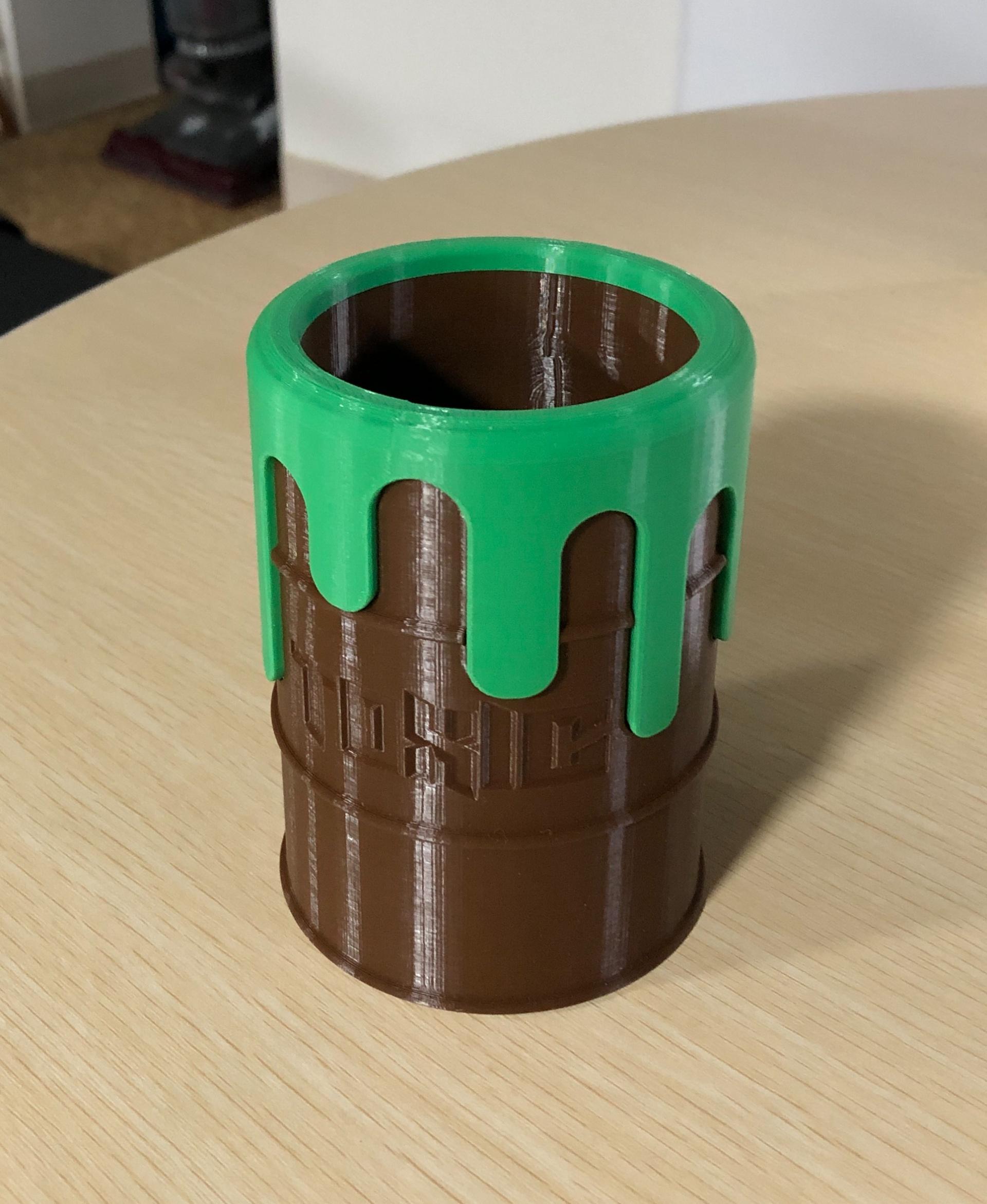 Toxic Sludge Can Cup - A fun and functional print. I had no issues printing this one. Thank you, Glytch3d, for sharing your creation! - 3d model