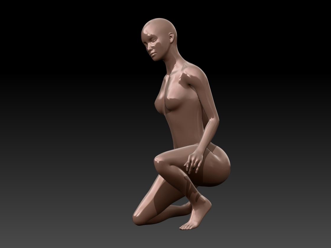 crouching woman.stl 3d model