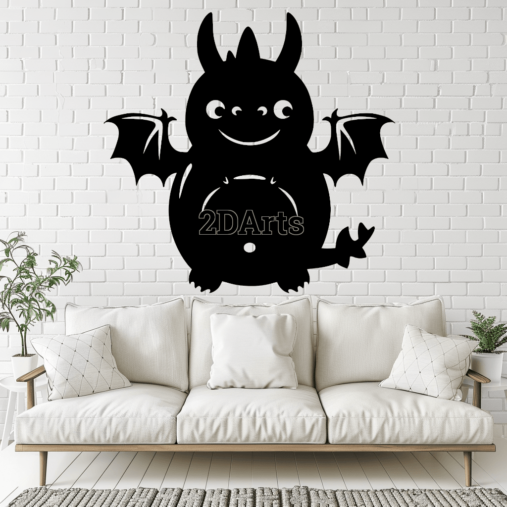 Cute Dragon 2D Wall Art/Window Art - Digital STL & SVG File for 3D Printing or Laser Cutting 3d model