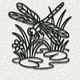 dragonfly pond wall art home decor 3d model