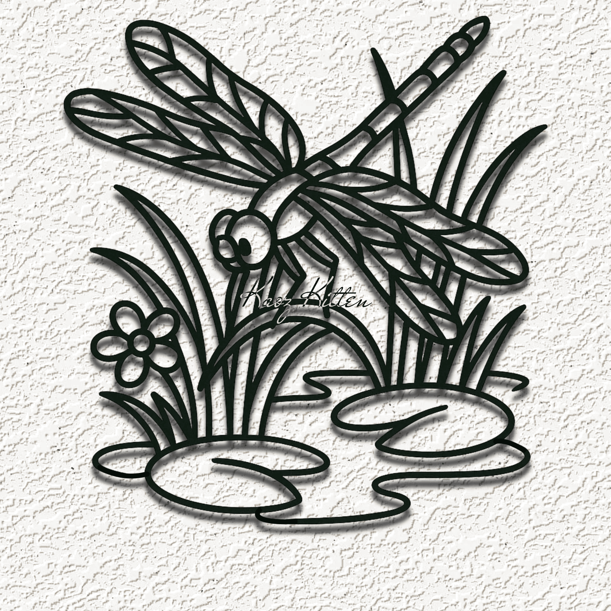dragonfly pond wall art home decor 3d model
