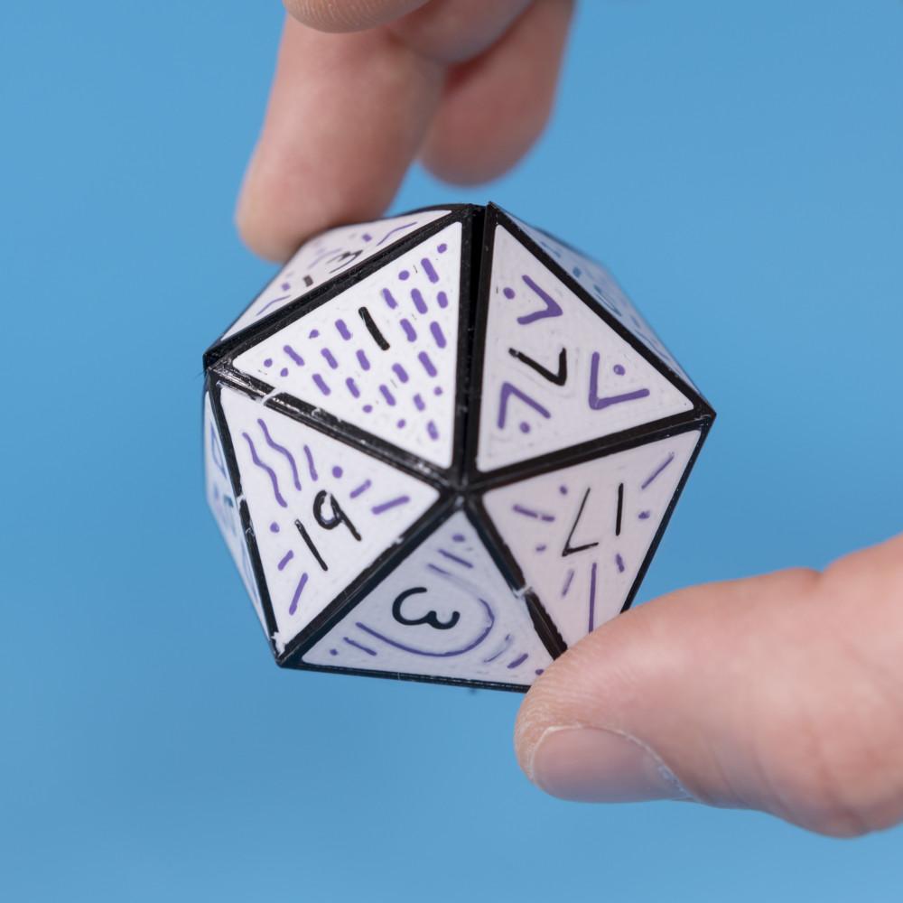 Multicolor Folding D20 Dice // 20 Sided Icosahedron Dice 3d model