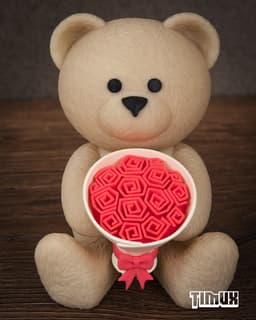 TEDDY BEAR WITH A BOUQUET OF ROSES 3d model