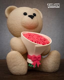 TEDDY BEAR WITH A BOUQUET OF ROSES 3d model