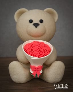 TEDDY BEAR WITH A BOUQUET OF ROSES 3d model