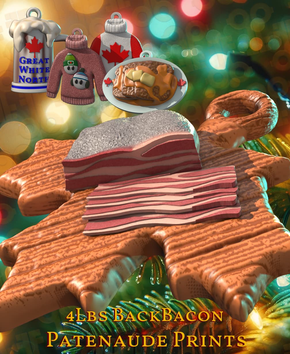 4 lbs Bacon Christmas Tree Ornament 3d model