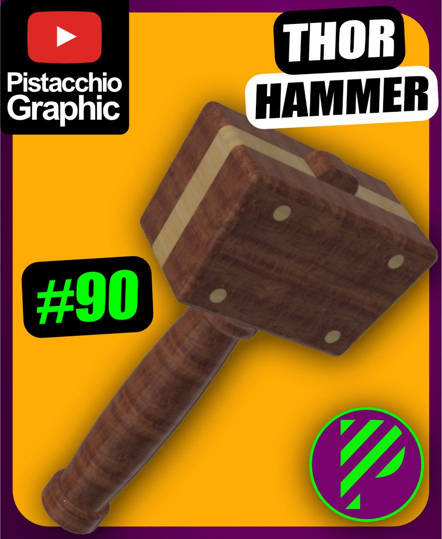 Thor Hammer + Technical Drawing EBook 3d model