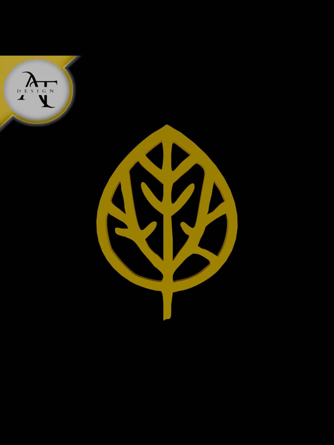 Simple Leaf Symbol - 2D Art 3d model