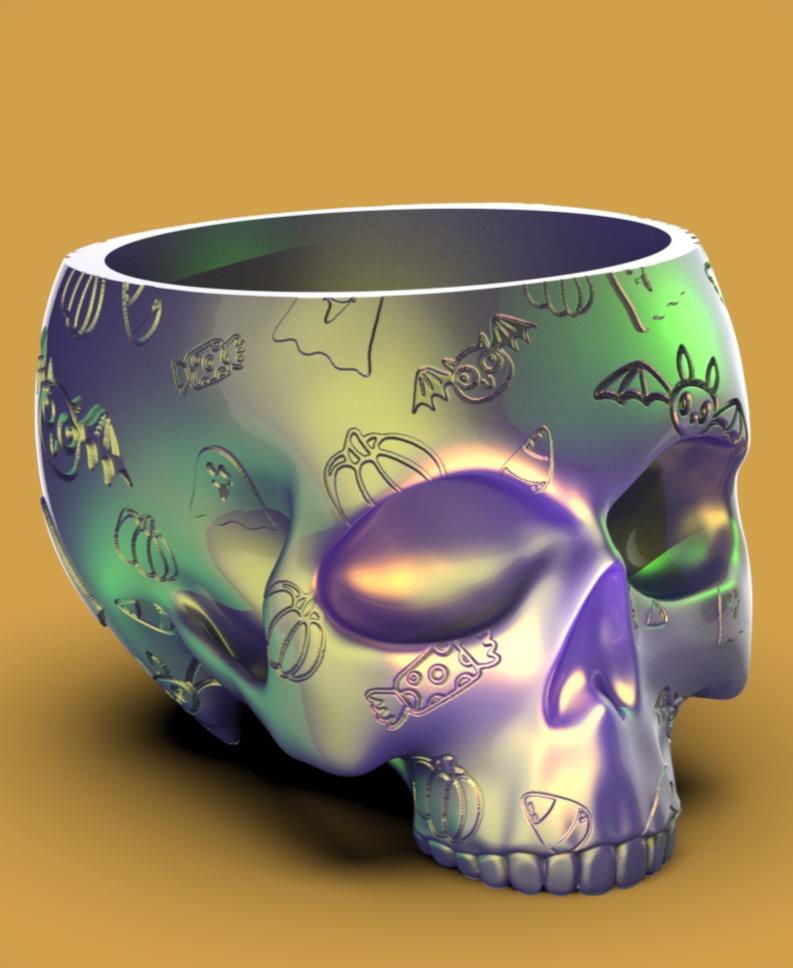 Halloween Print Skull Bowl/Planter 3d model