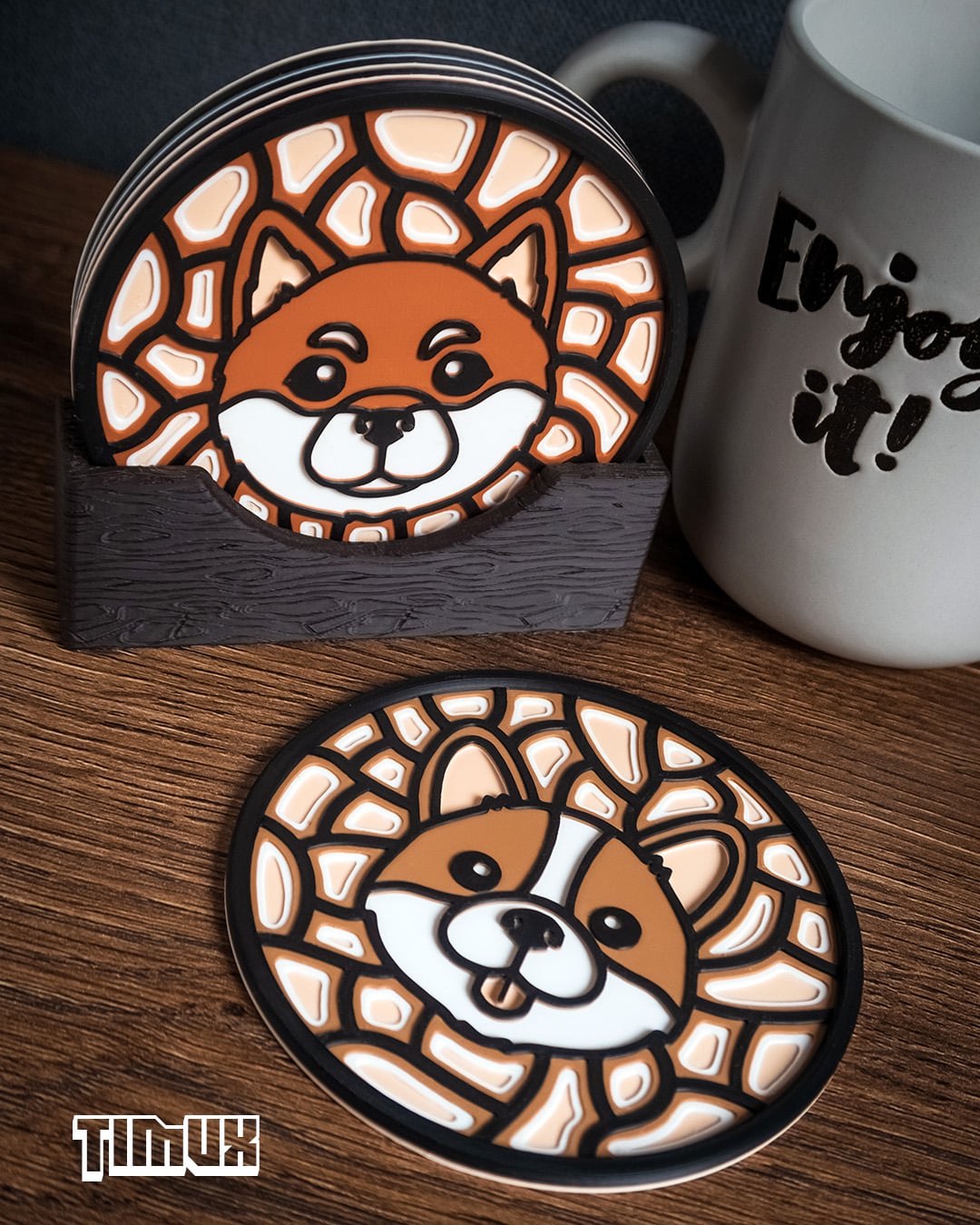 CORGI & SHIBA INU COASTER 3d model
