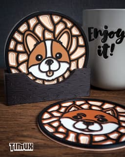 CORGI & SHIBA INU COASTER 3d model
