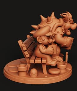 Mario and Bowser Bench Diorama | Iconic Peace Scene 3d model