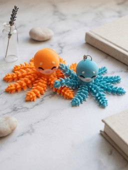 Flexi Fluffy Octopus - Toy / Keychain - FREE 3d model