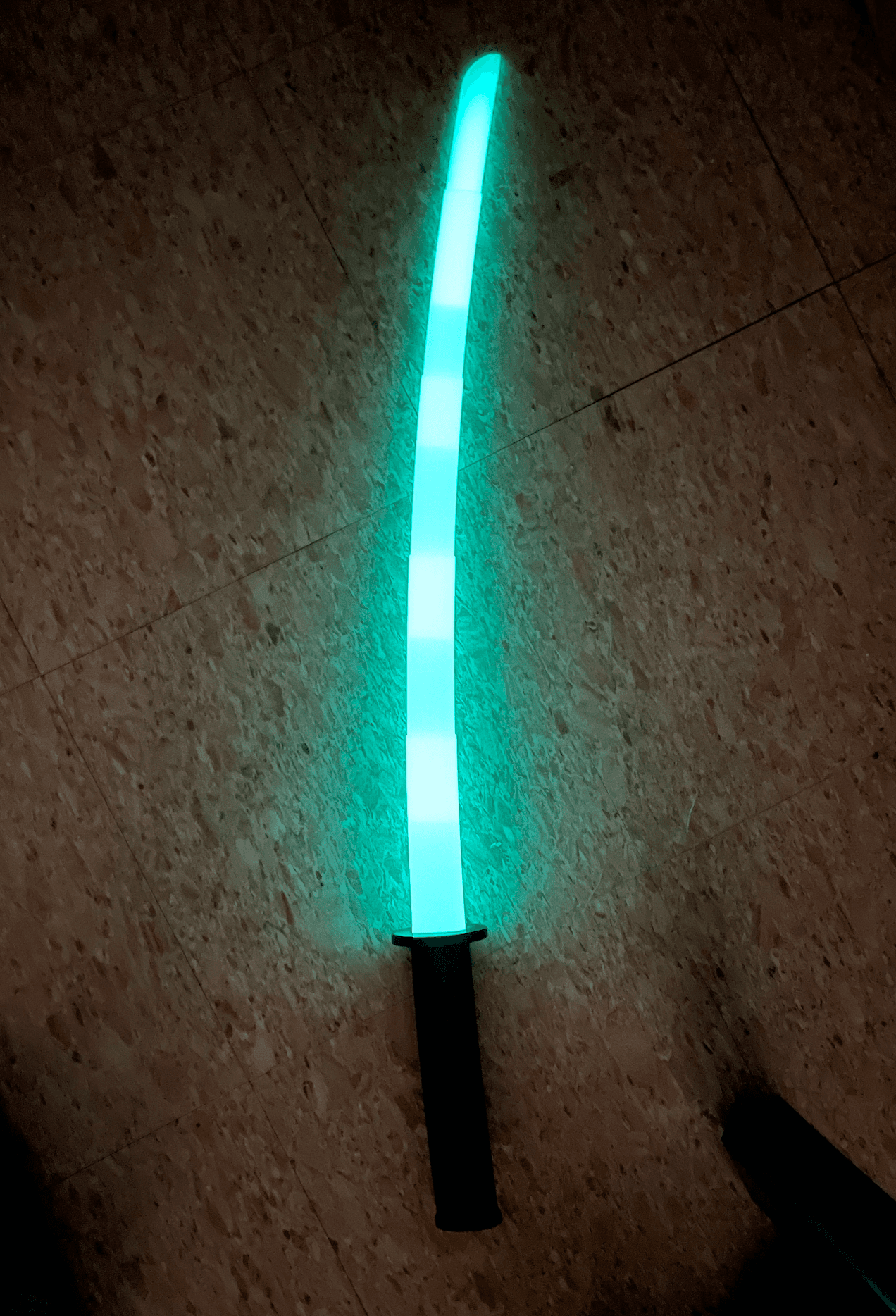 Collapsing Katana with Curved Blade - Black Hilt with Glow in the Dark Blade. Really fun to charge it up then extend from darkness since the hilt hides the glow. - 3d model