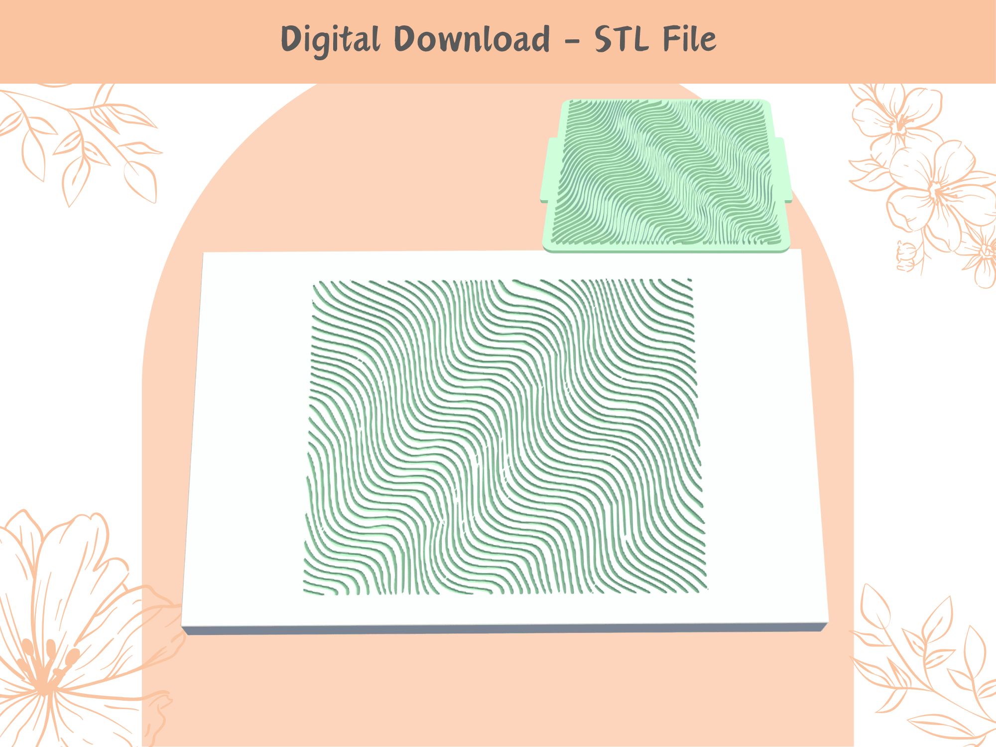Cool Waves Texture Mat | STL File | Clay Embossing Stamp | Unique Pattern | Polymer Clay Earrings | 3d model