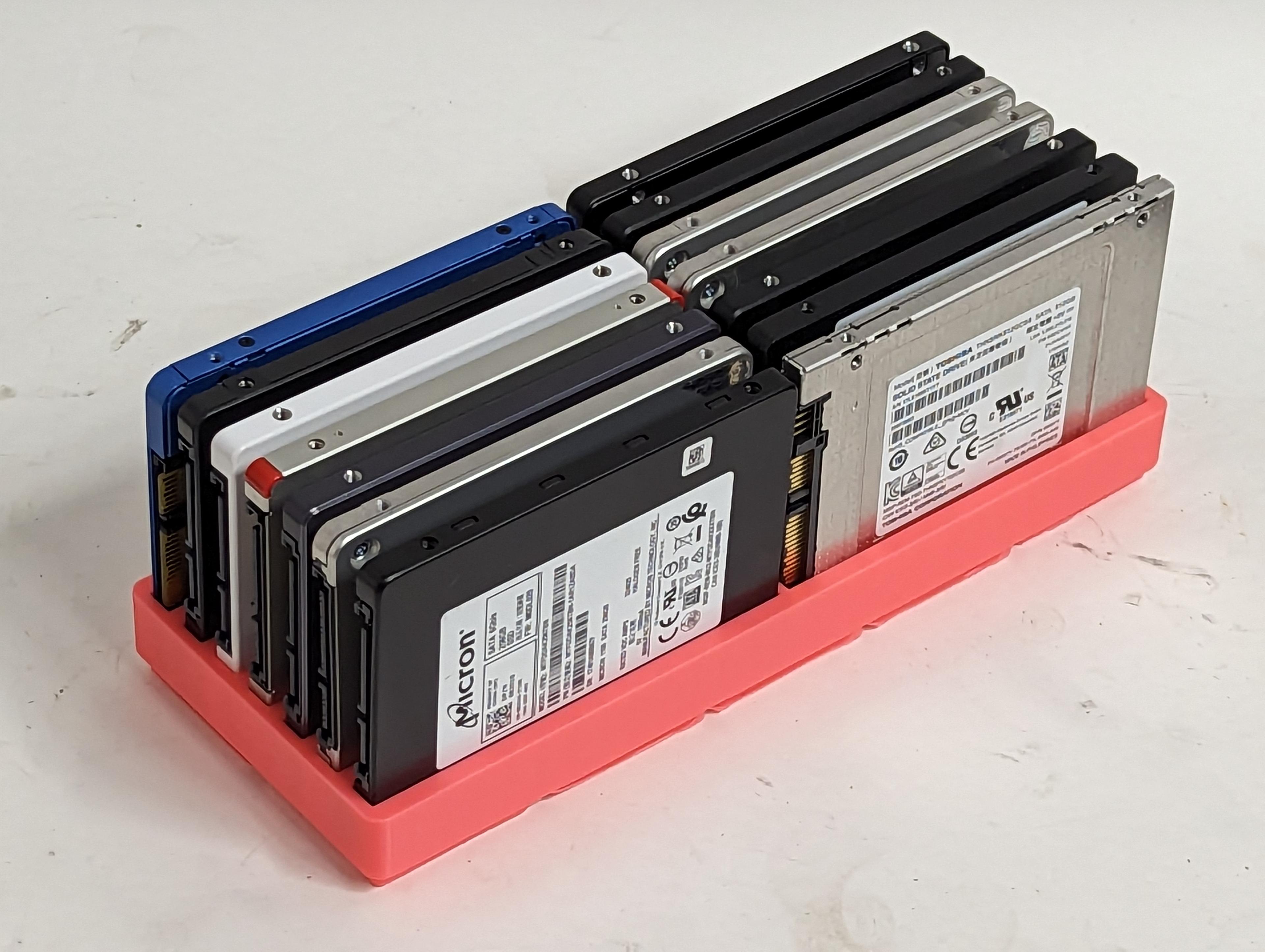 Horizontal Dense Gridfinity 14x 2.5" SSD Storage Tray 3d model