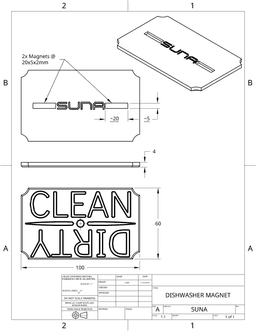 Magnetic Dishwasher Sign - CLEAN | DIRTY 3d model