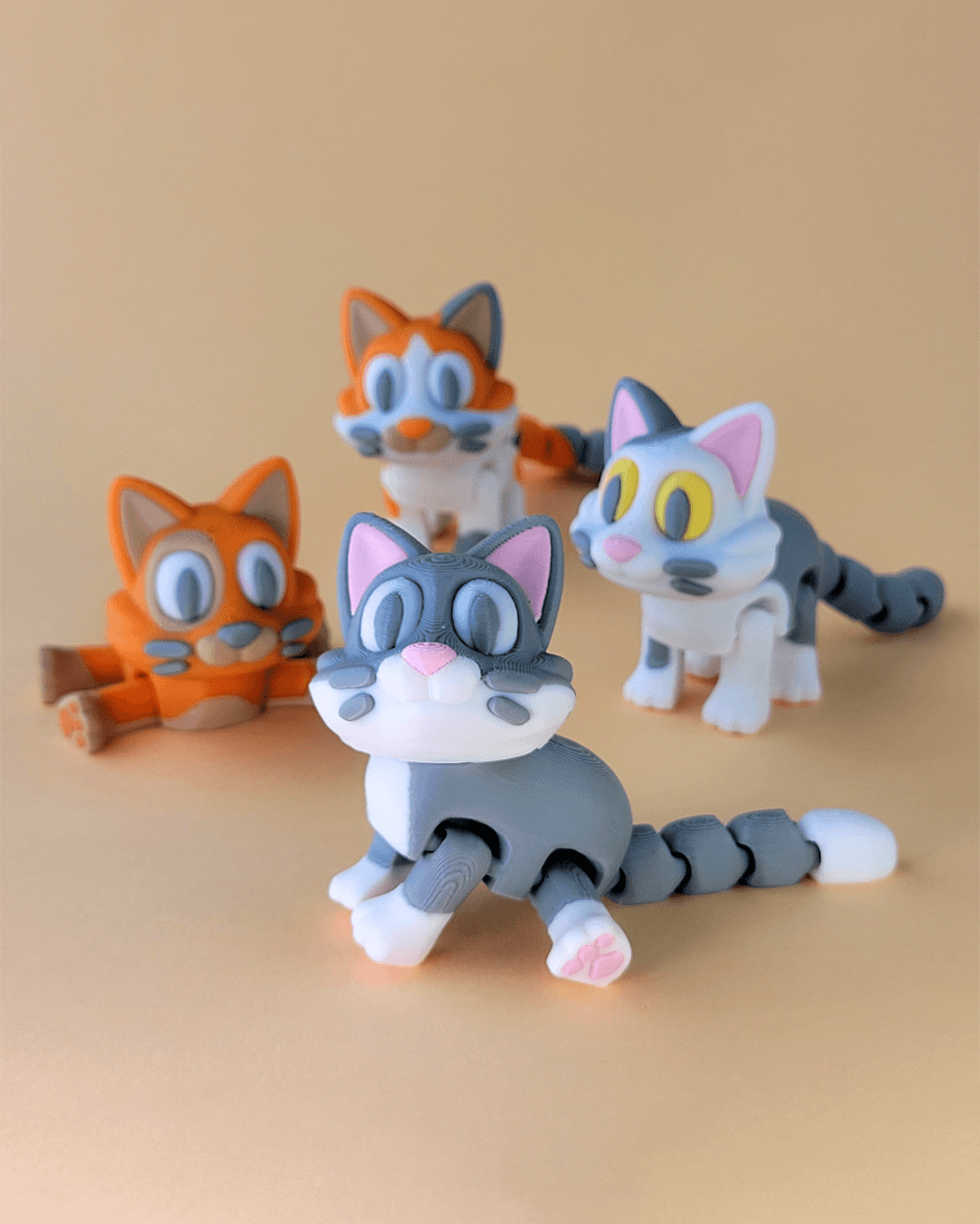 Purry - Cute Flexi Cat with Bonus Box! 3d model