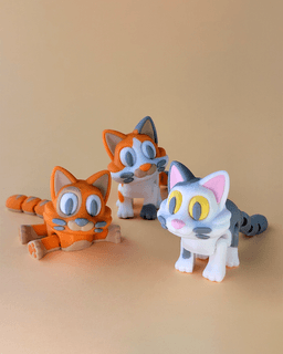 Purry - Cute Flexi Cat with Bonus Box! 3d model