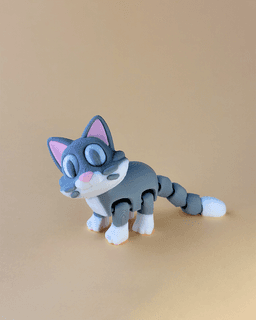 Purry - Cute Flexi Cat with Bonus Box! 3d model
