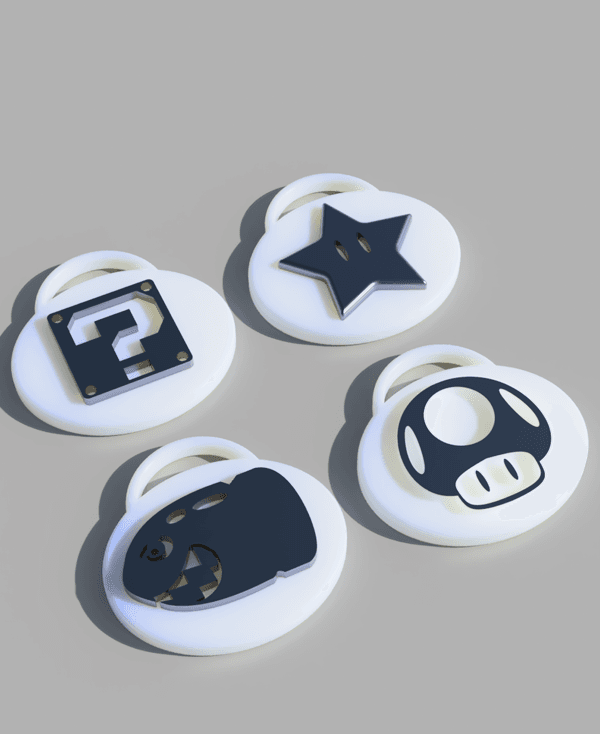 Mario Themed Key Ring Collection 3d model