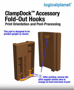 ClampDock Accessory - Folding Hooks 3d model