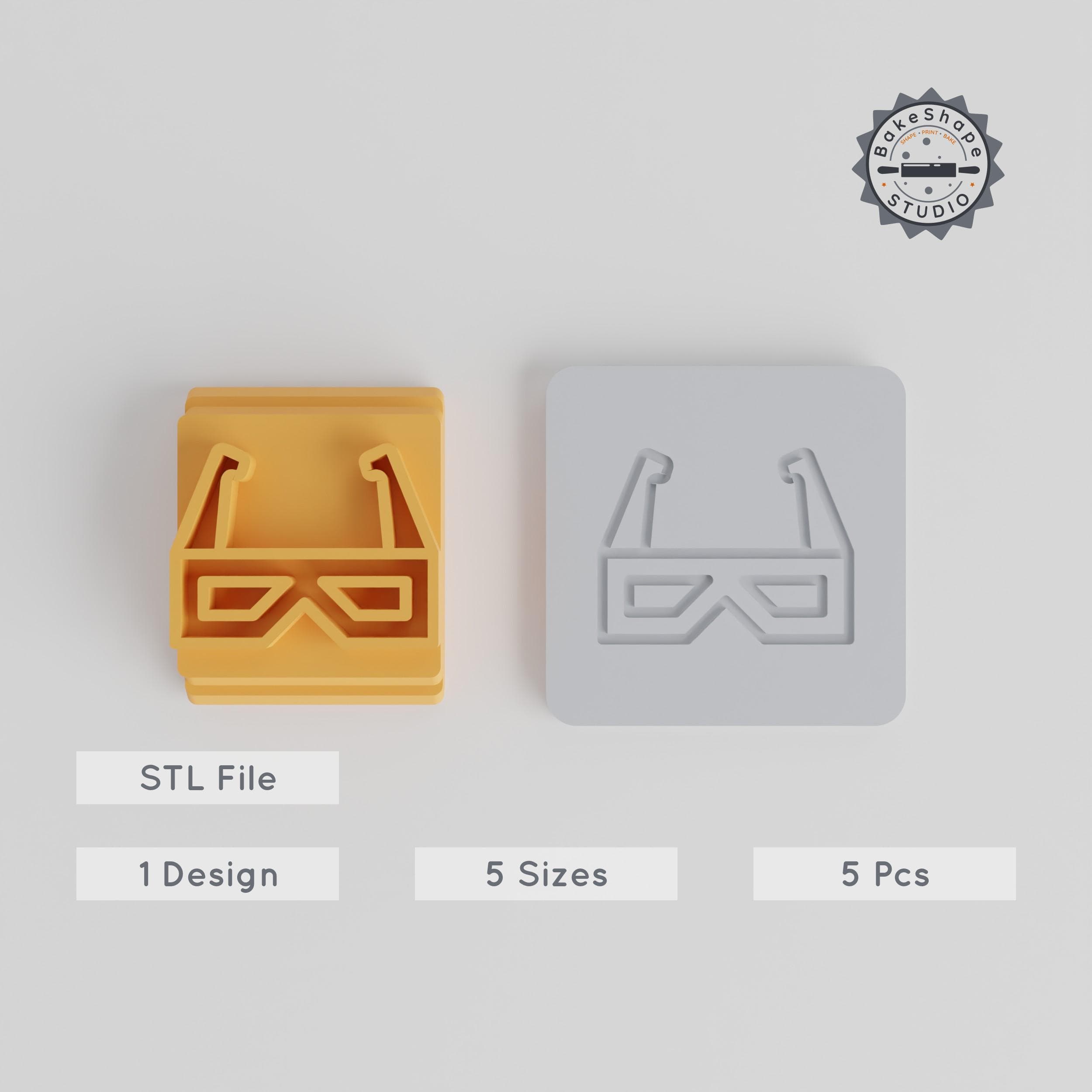 Glasses Stamp Tile Set, 5 Sizes for Clay & Cookies, 20-40mm Mold for Fondant Designs PRODUCT_4668 3d model