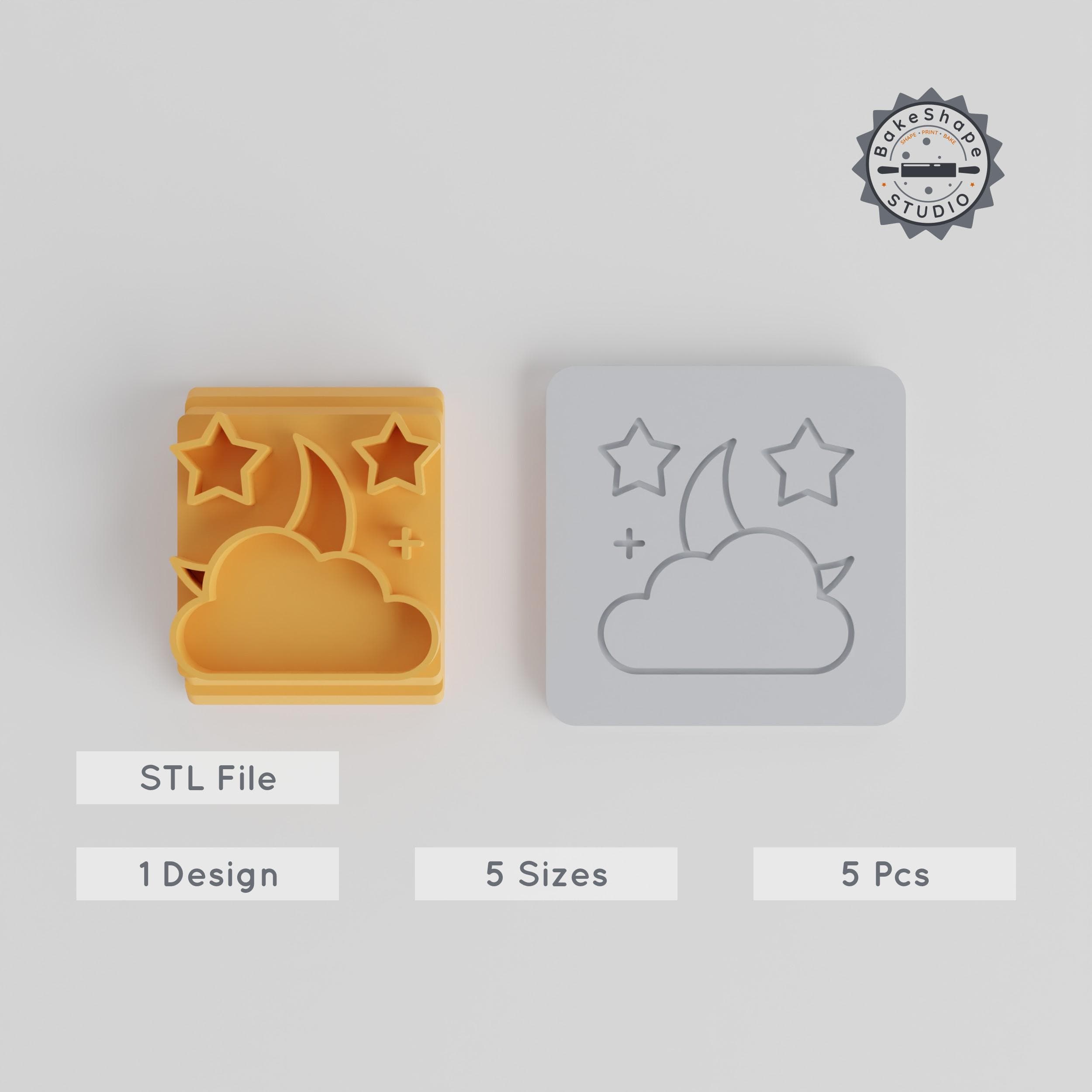 Night Stamp Tile Set, 5 Motif Sizes, Perfect for Clay and Cookie Crafting, Halloween Theme PRODUCT_4142 3d model