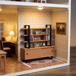 Dollhouse Bookshelf with Drawers - 1:12 Scale Dollhouse Miniature Furniture 3d model