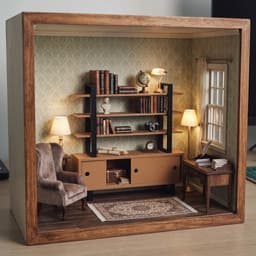 Dollhouse Bookshelf with Drawers - 1:12 Scale Dollhouse Miniature Furniture 3d model