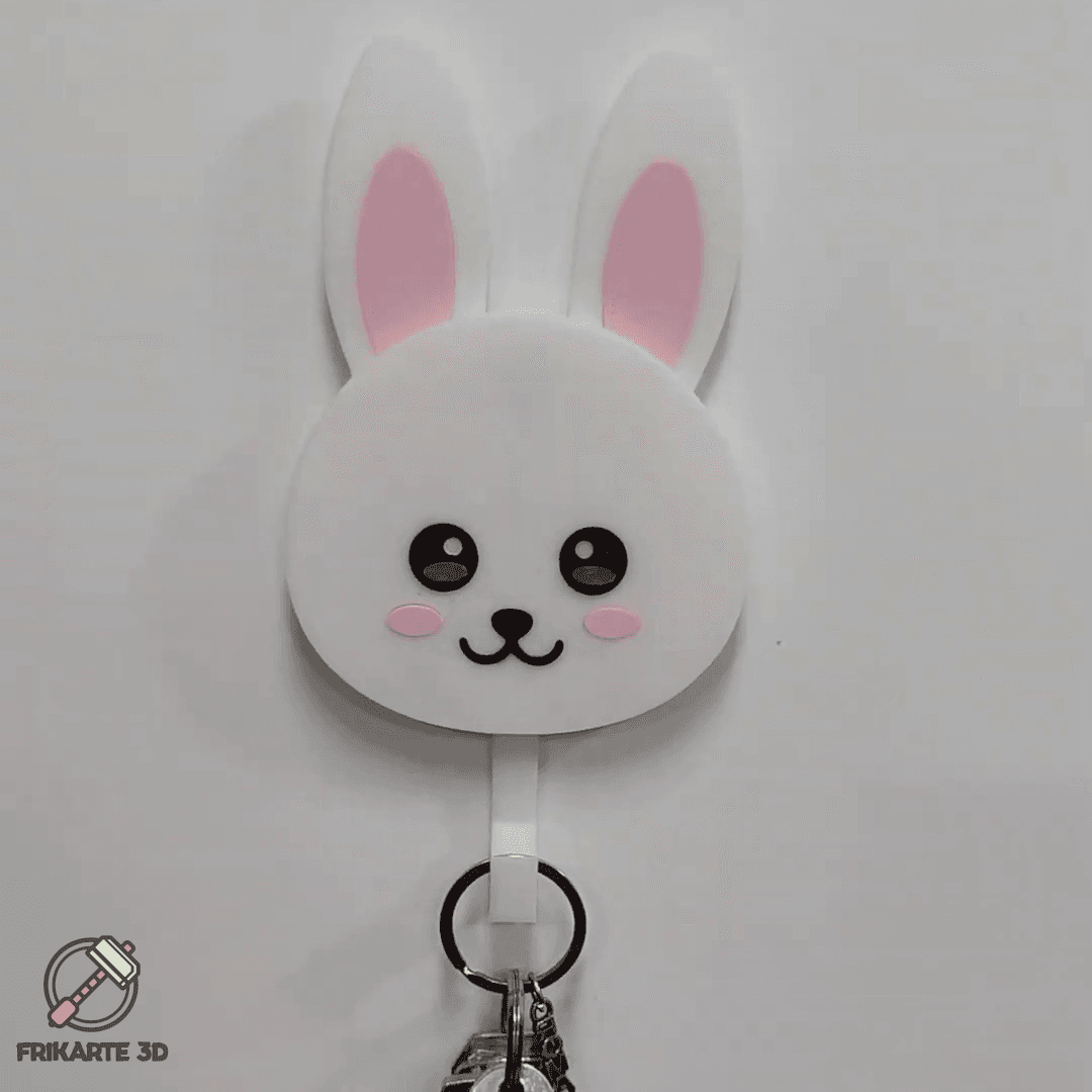 Cute Bunny Key Holder Wall Hook with Moving Ears 3d model