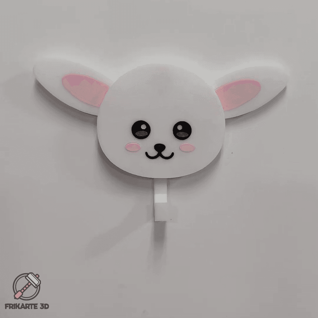 Cute Bunny Key Holder Wall Hook with Moving Ears 3d model