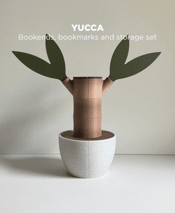 Yucca, Bookends set with book marks and storage compartments. 3d model