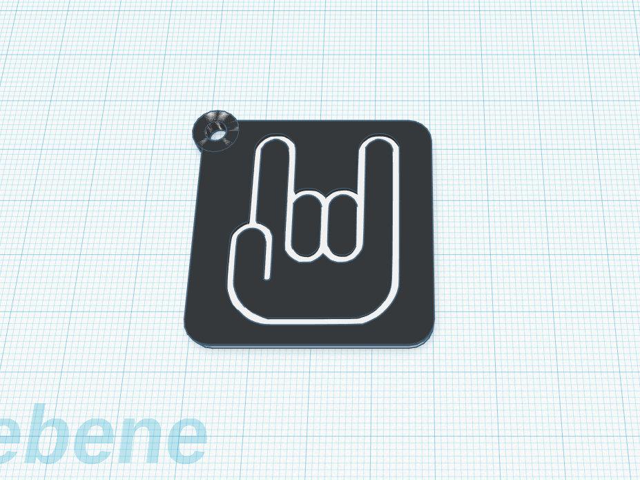 Sign of the horns - Heavy Metal sign - keychain 3d model