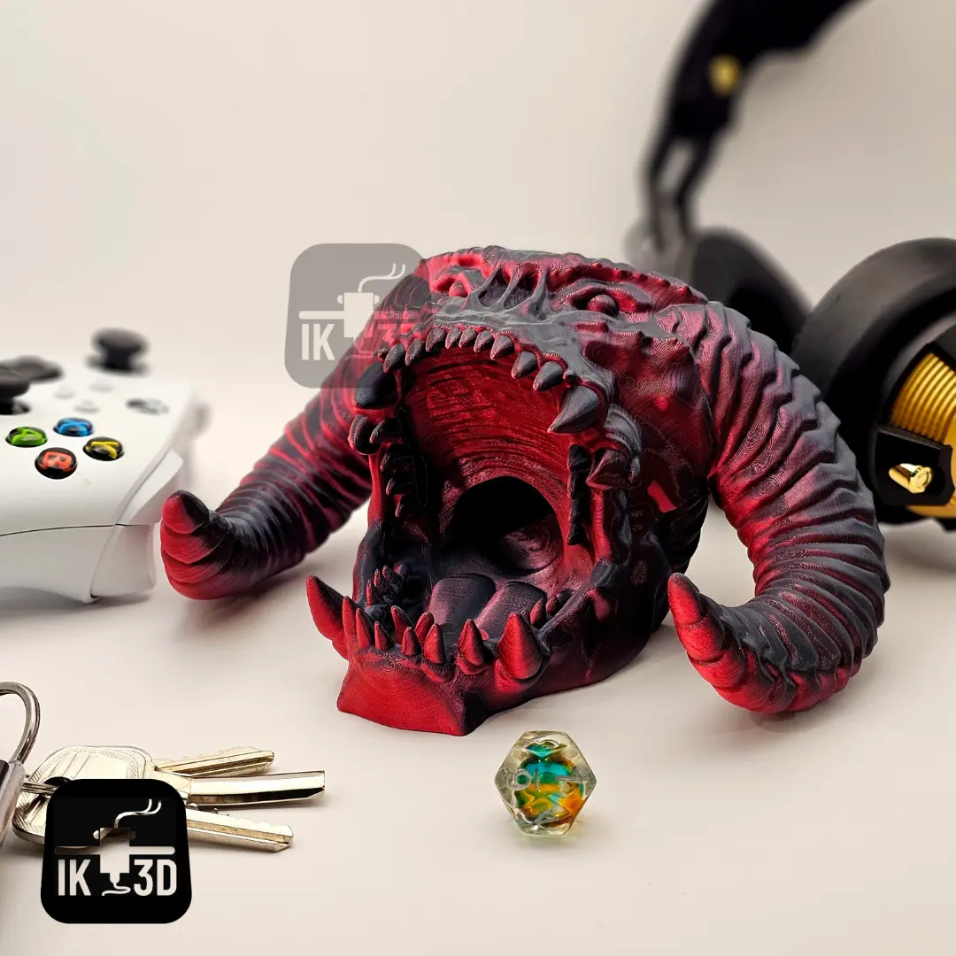 Balrog Head Dice Tower / Controller Holder / Headset Holder / Keys Holder / No Supports / 3MF 3d model